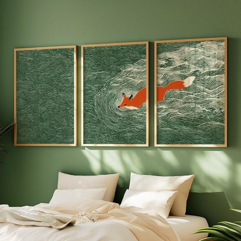 Abstract Canvas Set - 3 Parça Çerçevesiz Kanvas Tablo Japon