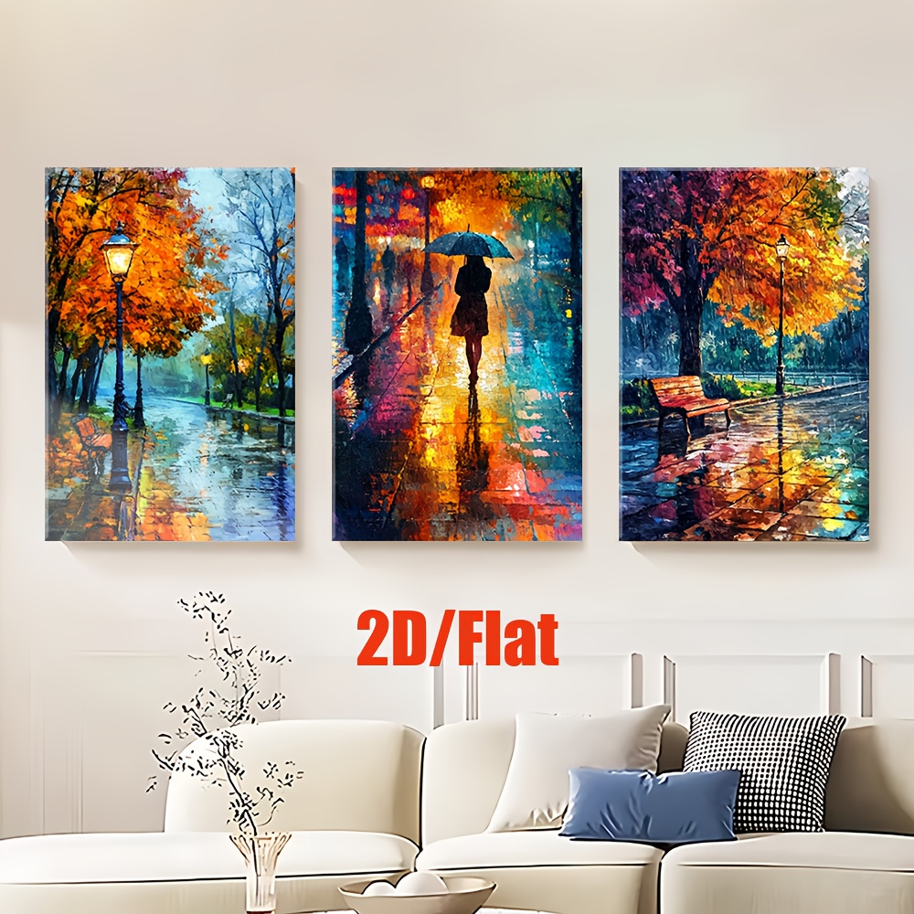 Abstract Canvas Set - (Çerçevesiz 3 Parça) - 2D Düz,