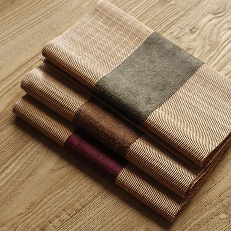 Table Runner - Kumaş Bambu Çay Matı, Keten Zen