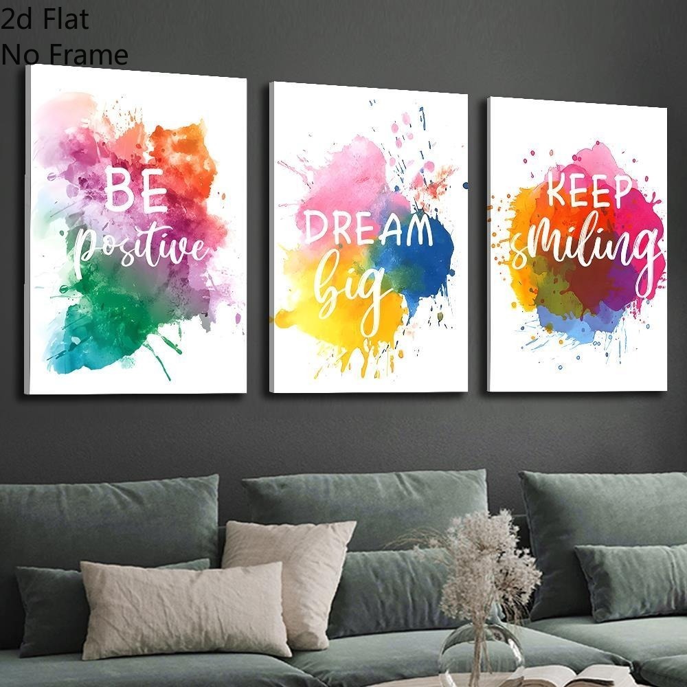 Abstract Canvas Set - （Noframe 3PCS)-2D Düz, 2D Düz, 3'lü