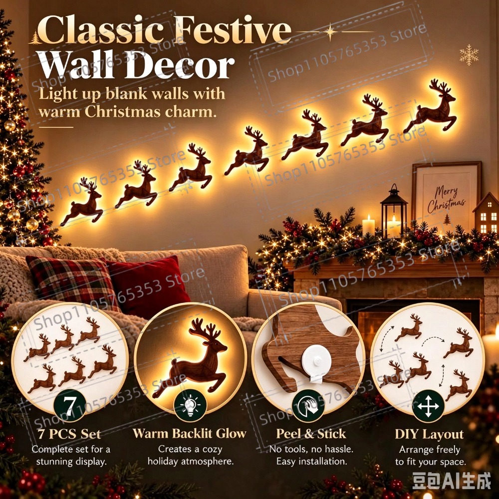 2027 Ren Geyiği Işıltılı Noel  - Wall Sticker incelemesi ve fiyatı